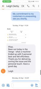 Been out today in the Venge – what a machine – Ended up with 9 personal best effortless. Thank you for delivering, sorting the issue and personal touch. Have a good day. Leigh